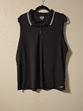 bcg Black Sleeveless Polo with White-Trim Collar